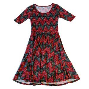 LuLaRoe Nicole Dress (Gray and Red) Size Large NWT